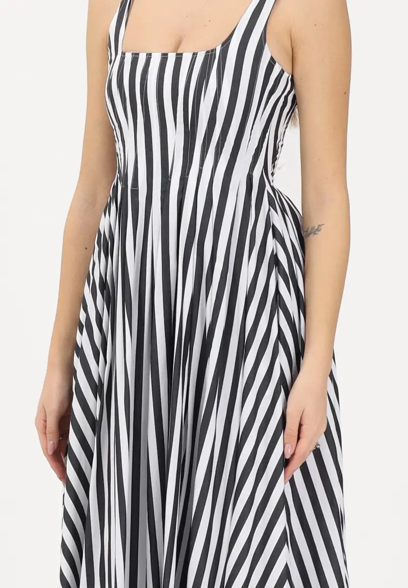 Abito midi SPXFILMATO bianco e nero da donna con fantasia a righe miniatura 3
