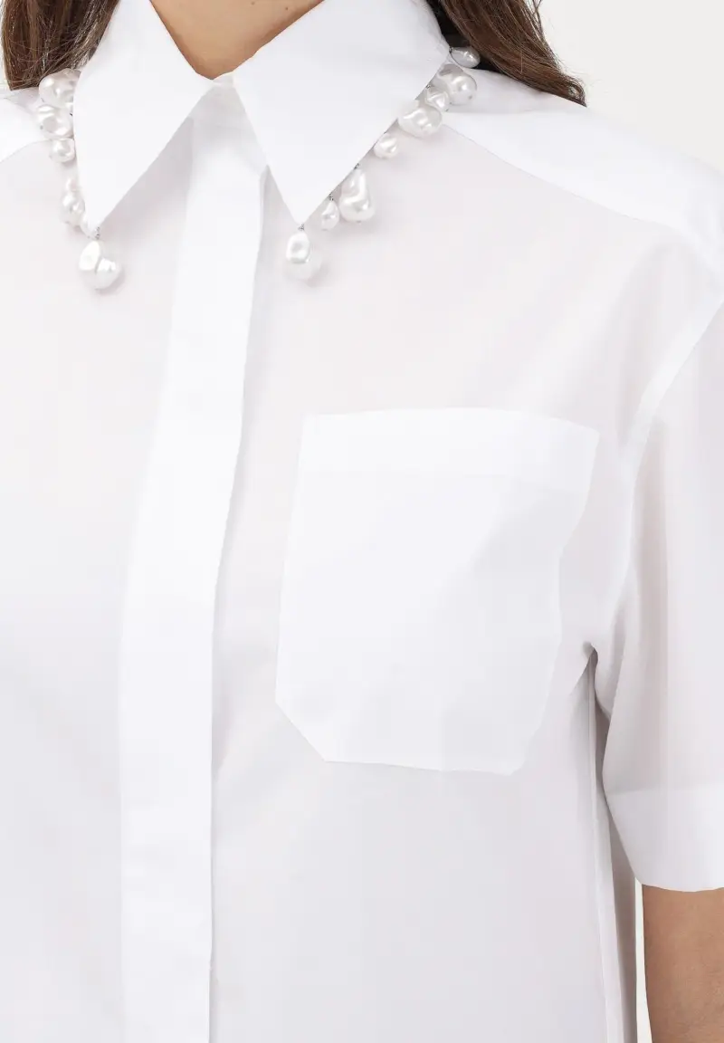 Camicia a manica corta SPXCOGNAC bianca da donna miniatura 3