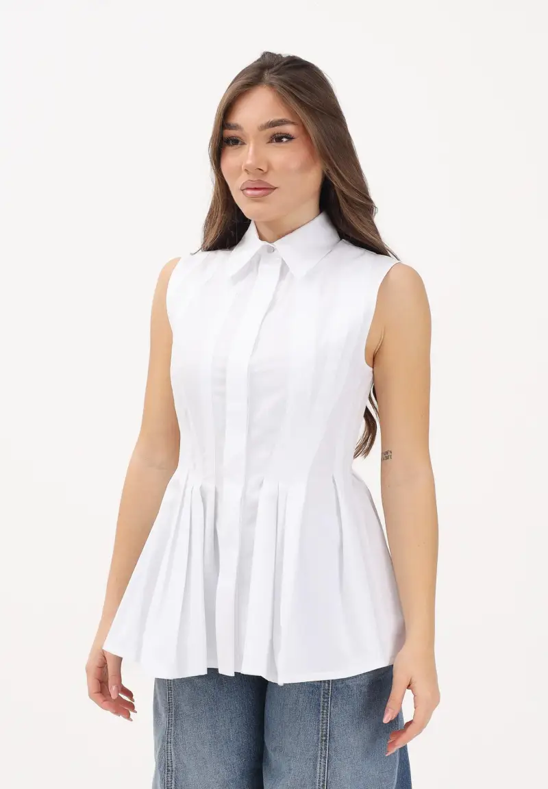 Camicia smanicata SPXCERTOSA bianca da donna
