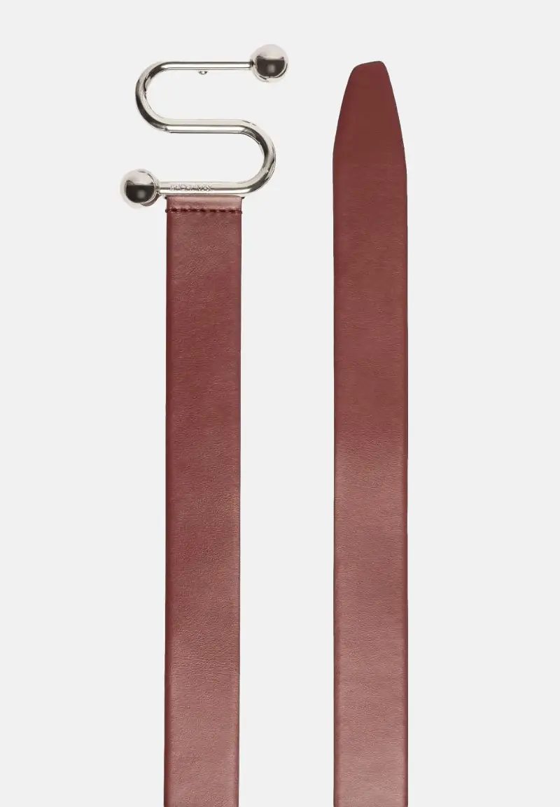 Cintura bordeaux da donna in vitello liscio con fibbia a miniatura 2
