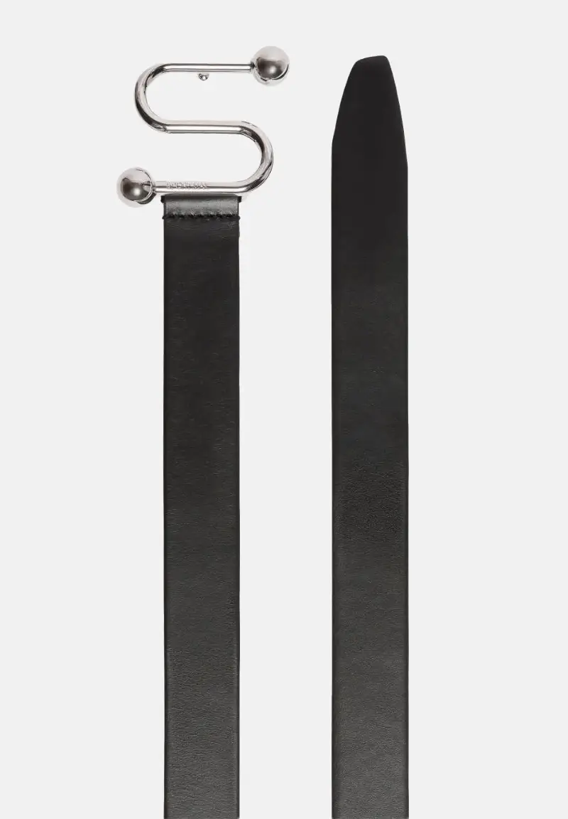 Cintura nera da donna in vitello liscio con fibbia a miniatura 2