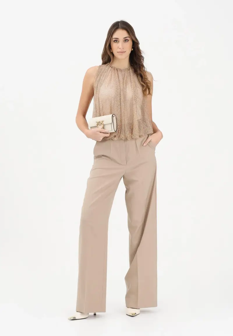 Pantalone elegante SPXABITURO beige da donna miniatura 2