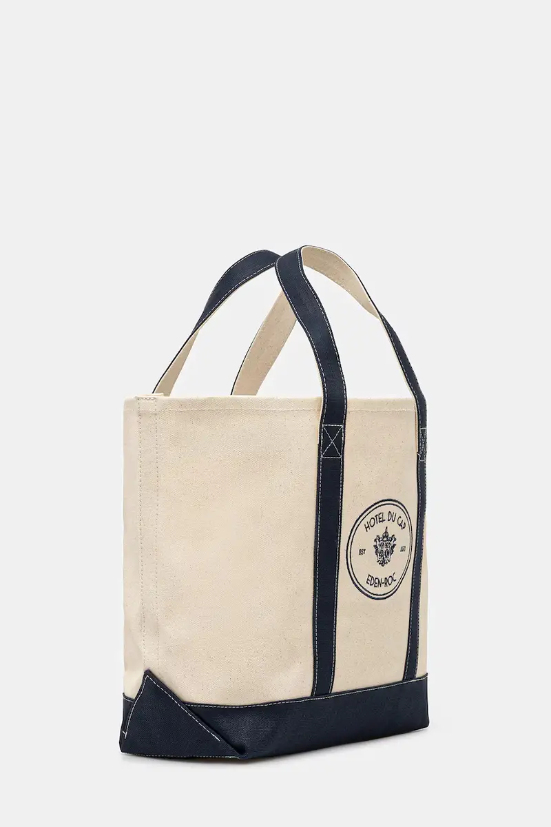 borsa in cotone Eden Crest Two Tone Tote colore beige BA00660673BE06 miniatura 2