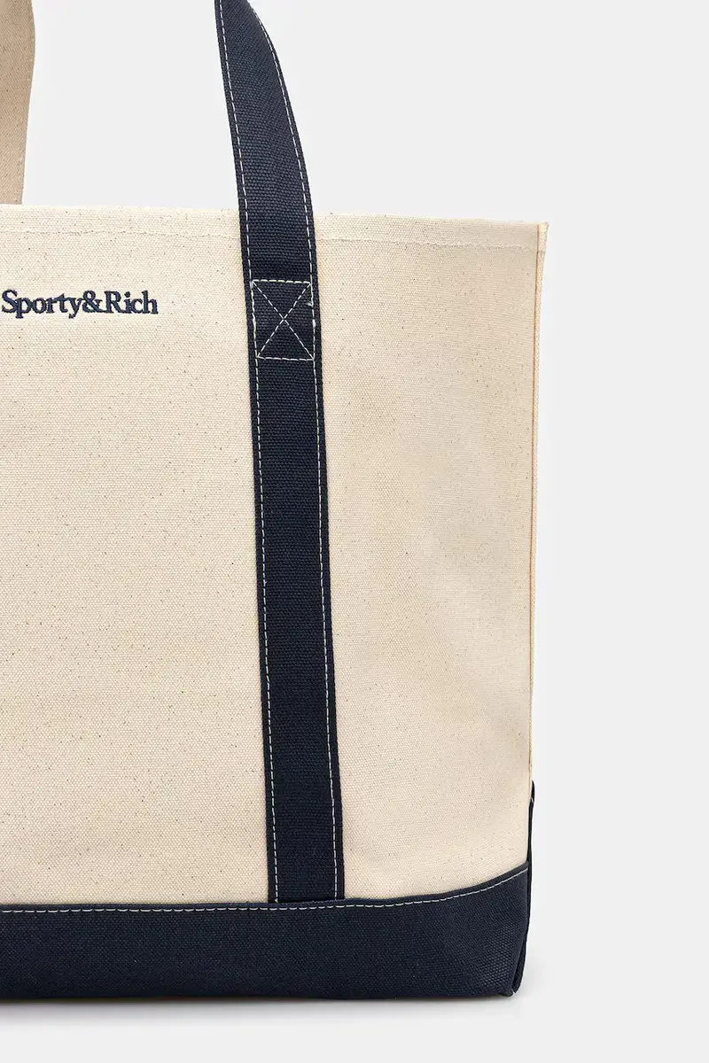 borsa in cotone Eden Crest Two Tone Tote colore beige BA00660673BE06 miniatura 3