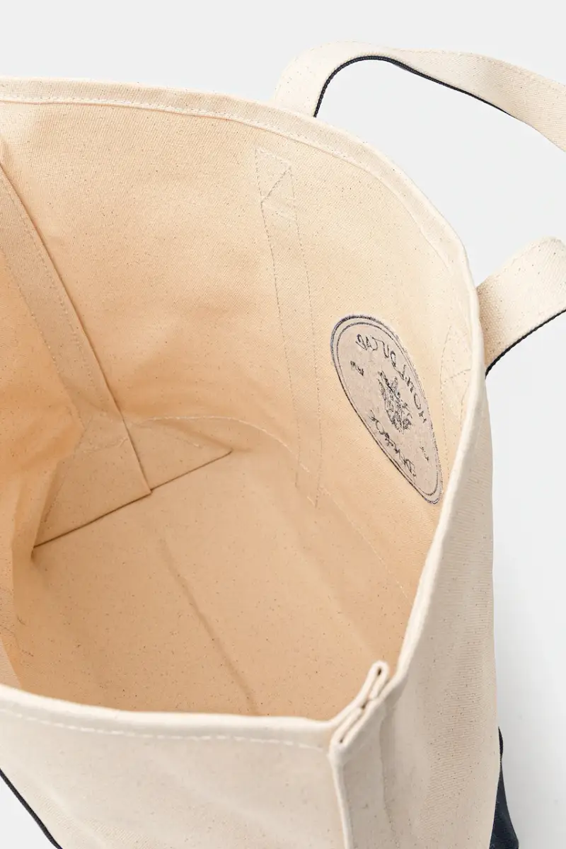 borsa in cotone Eden Crest Two Tone Tote colore beige BA00660673BE06 miniatura 5