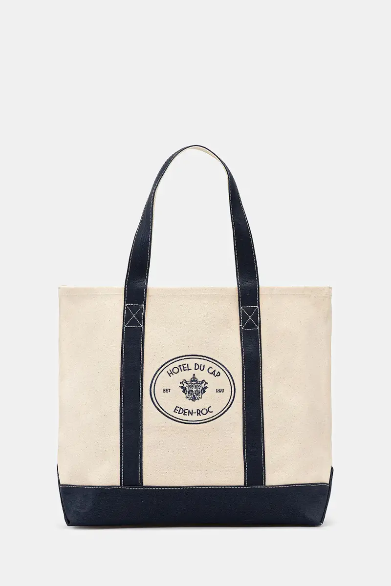 borsa in cotone Eden Crest Two Tone Tote colore beige BA00660673BE06