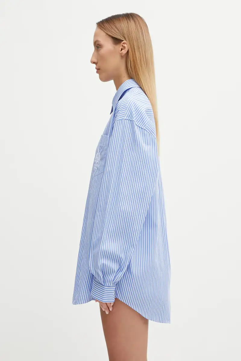 camicia in cotone Crown Tennis Oversized donna colore blu SI006621304ST08 miniatura 2