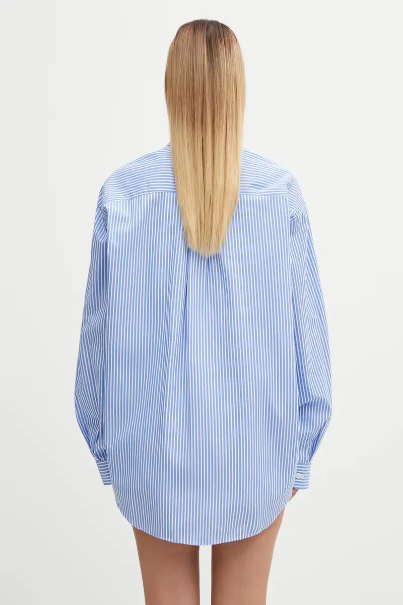 camicia in cotone Crown Tennis Oversized donna colore blu SI006621304ST08 miniatura 3