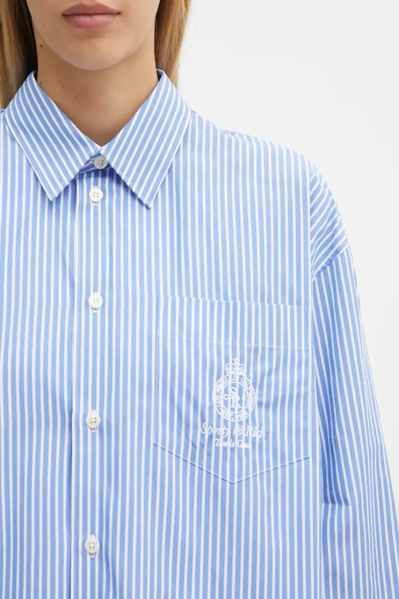 camicia in cotone Crown Tennis Oversized donna colore blu SI006621304ST08 miniatura 4