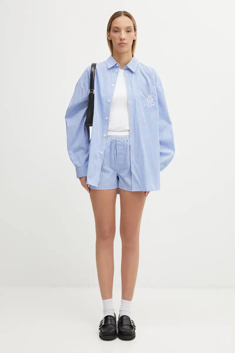 camicia in cotone Crown Tennis Oversized donna colore blu SI006621304ST08 miniatura 5