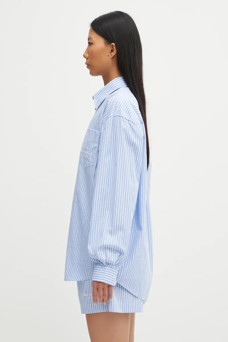 camicia in cotone Eden Script Oversized donna colore blu SI00760673ST61 miniatura 2