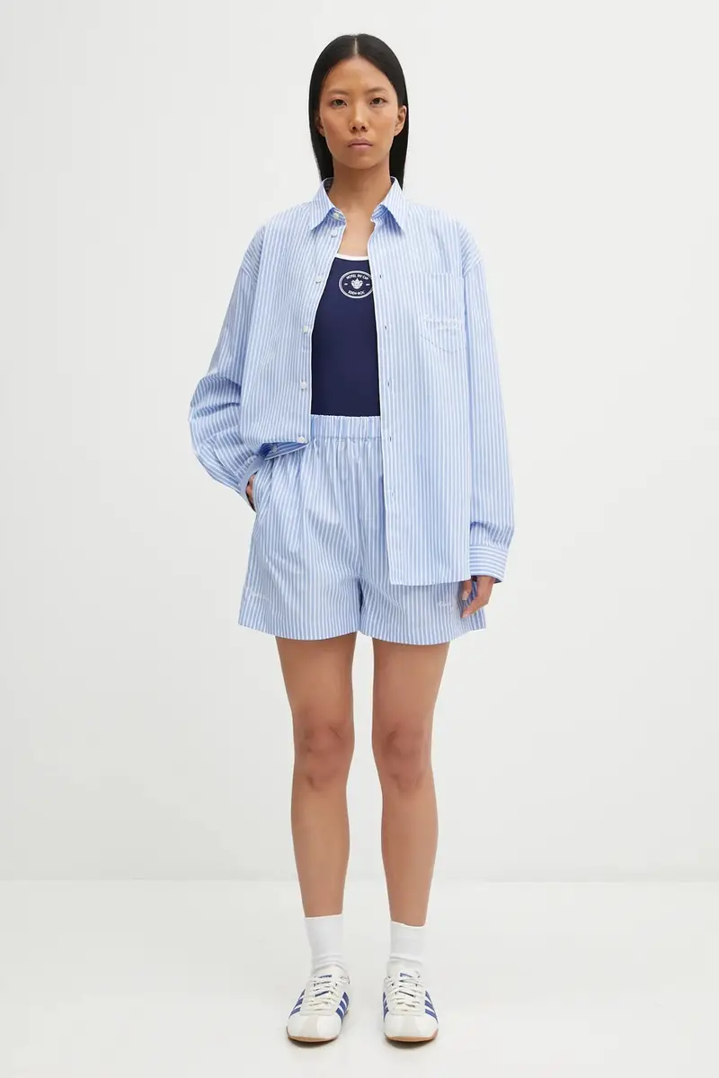 camicia in cotone Eden Script Oversized donna colore blu SI00760673ST61 miniatura 5