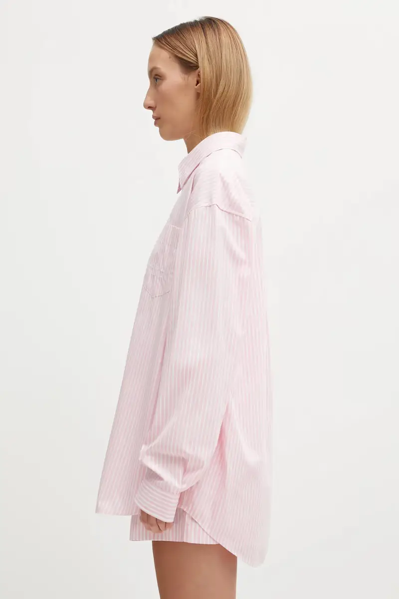 camicia in cotone Eden Script Oversized donna colore rosa SI00760673ST64 miniatura 2