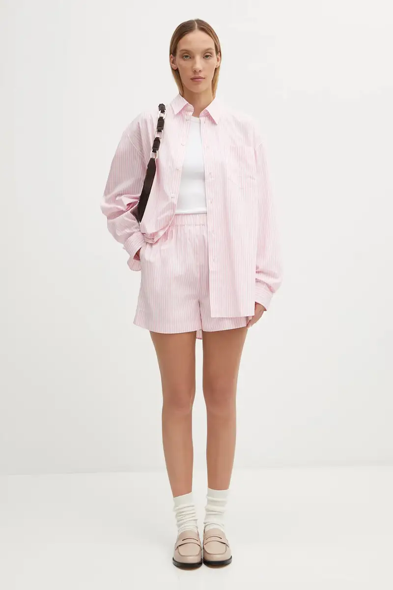 camicia in cotone Eden Script Oversized donna colore rosa SI00760673ST64 miniatura 5