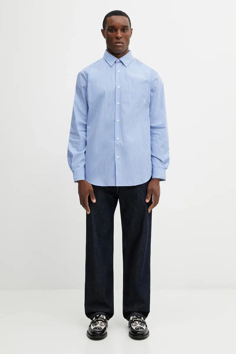 camicia in cotone SRC Oversized Blu miniatura 5