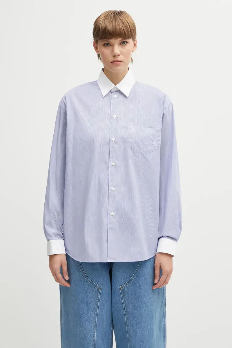 camicia in cotone Src Oversized donna colore blu SI019606302ST02