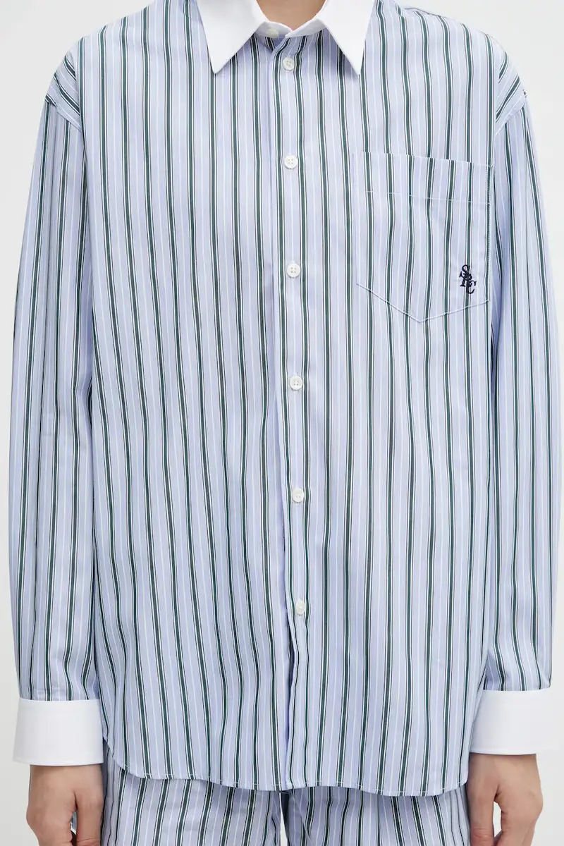 camicia in cotone Src Oversized donna colore blu SI019621302MU02 miniatura 4