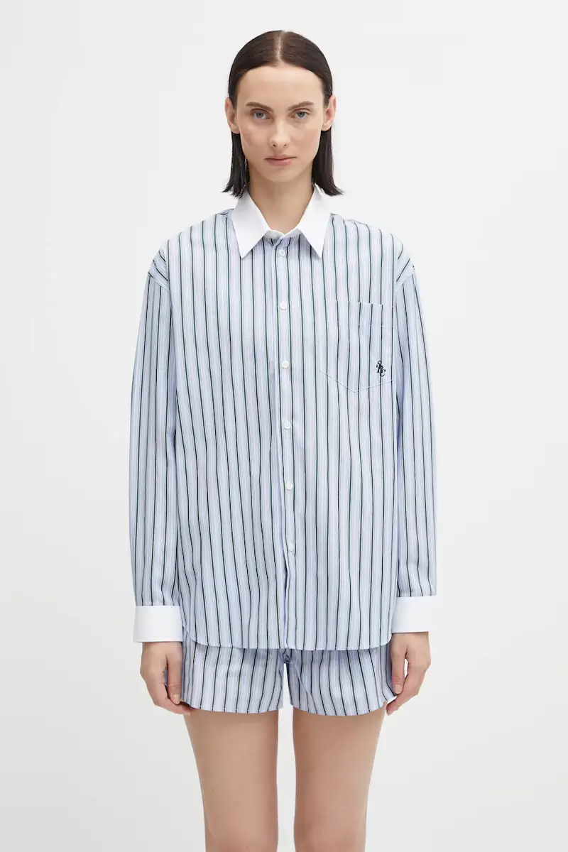 camicia in cotone Src Oversized donna colore blu SI019621302MU02