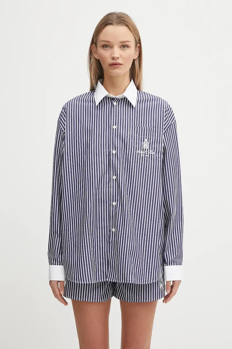 camicia in cotone Vendome Oversized donna colore blu navy SI019602231ST02