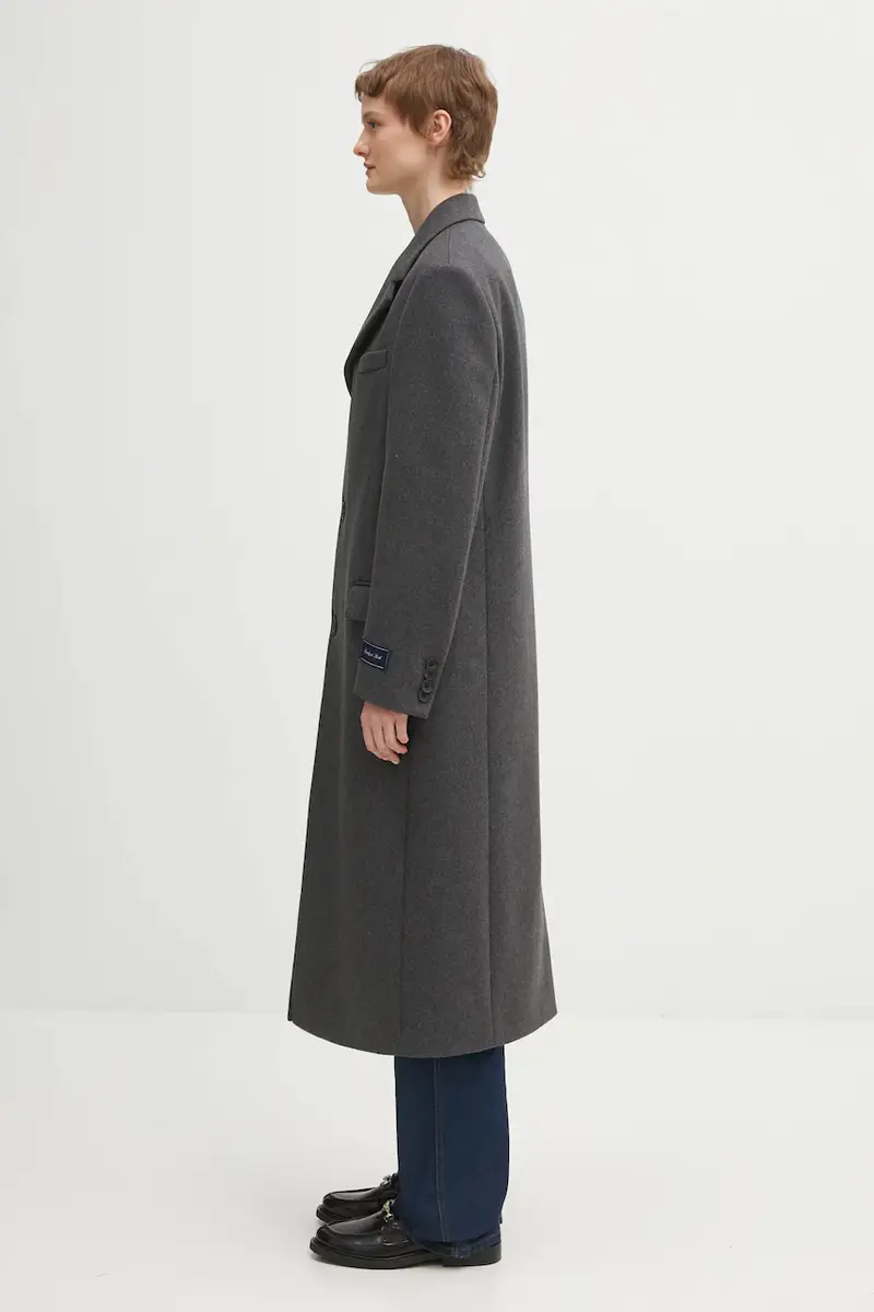 cappotto con lana Signature Logo Structured Wool Grigio miniatura 2