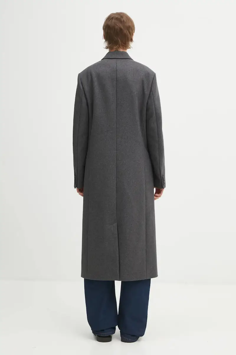 cappotto con lana Signature Logo Structured Wool Grigio miniatura 3