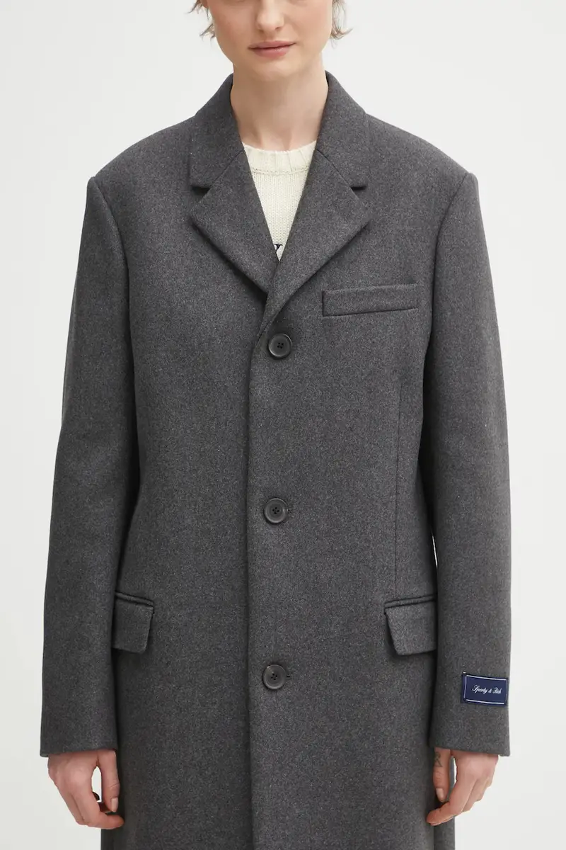cappotto con lana Signature Logo Structured Wool Grigio miniatura 4