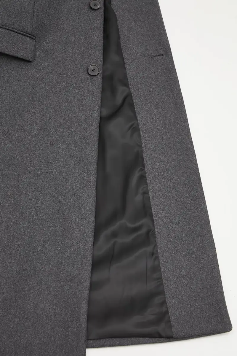 cappotto con lana Signature Logo Structured Wool Grigio miniatura 5