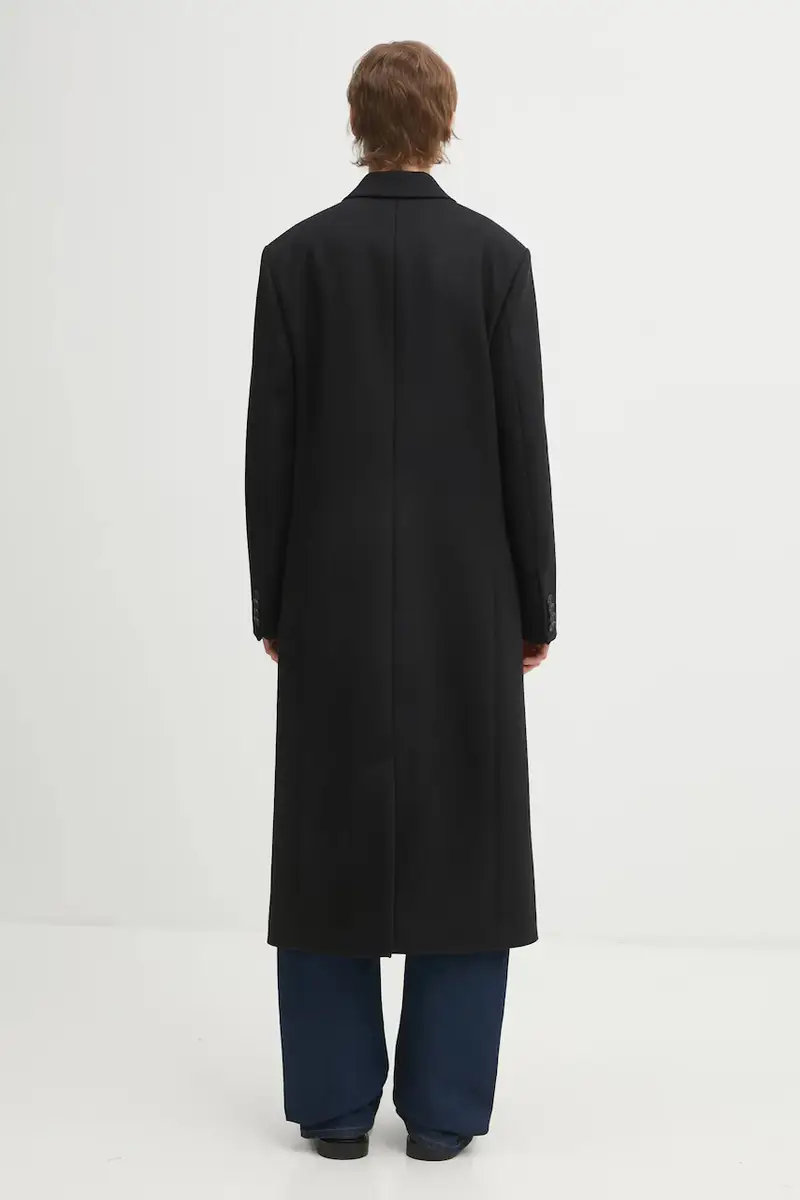 cappotto con lana Signature Logo Structured Wool Nero miniatura 3