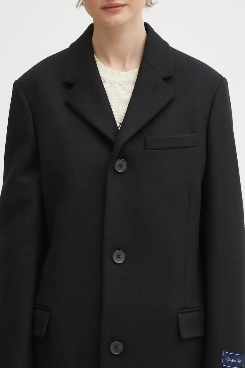 cappotto con lana Signature Logo Structured Wool Nero miniatura 4