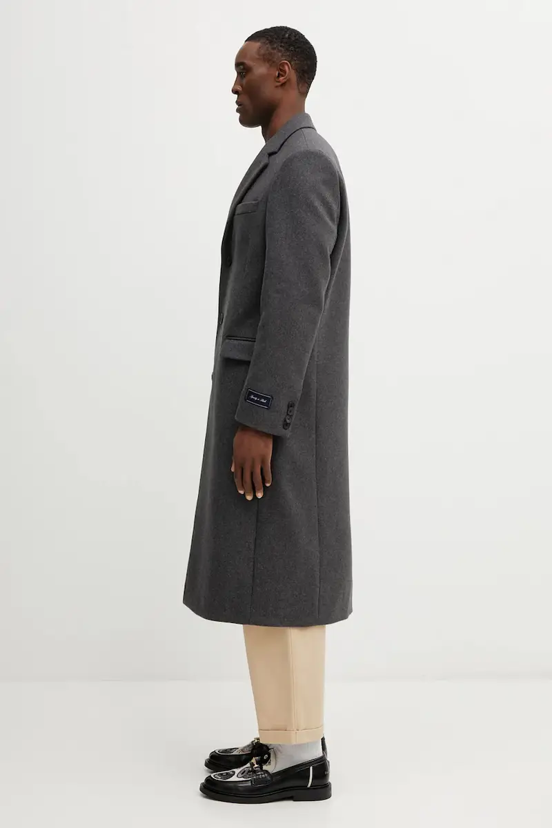 cappotto con lana Signature Logo Wool colore grigio OW04962326GY11 miniatura 2