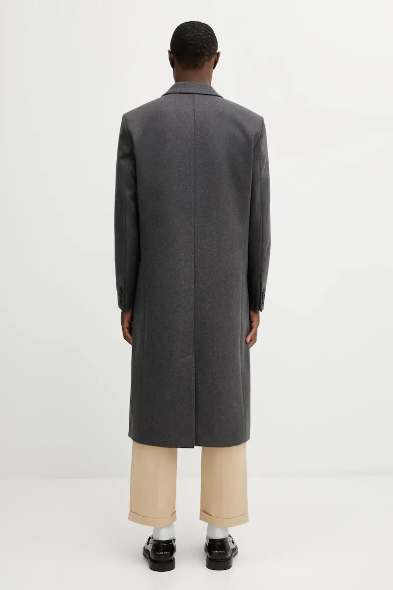 cappotto con lana Signature Logo Wool colore grigio OW04962326GY11 miniatura 3