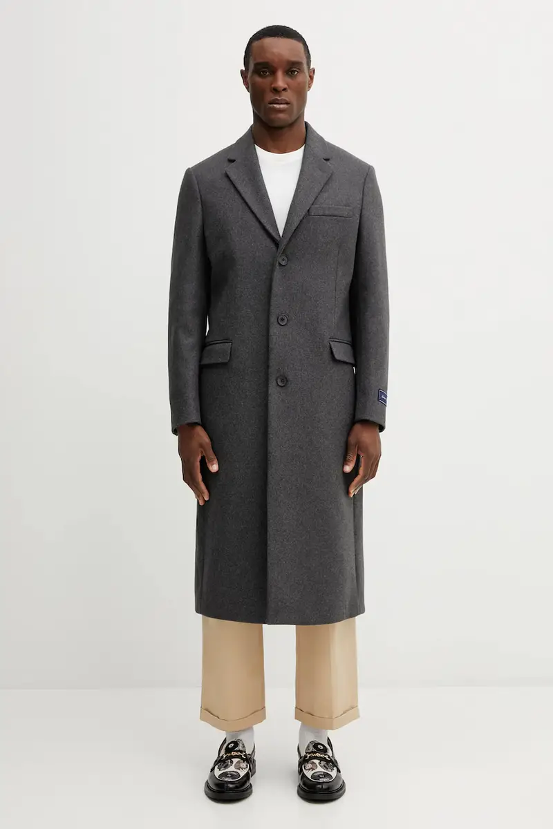 cappotto con lana Signature Logo Wool colore grigio OW04962326GY11