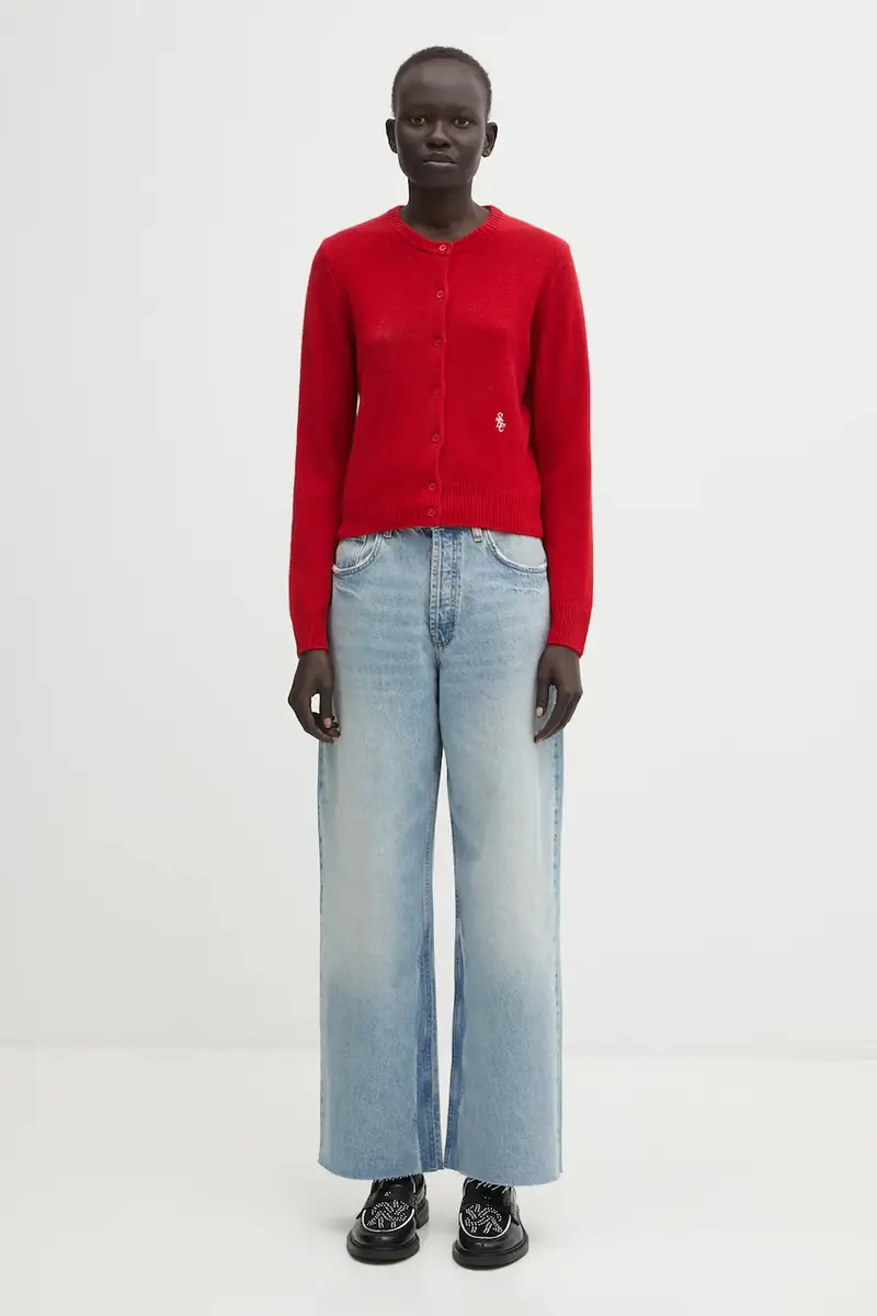 Sporty & Rich Cardigan Donna Rosso 3830562 miniatura 5