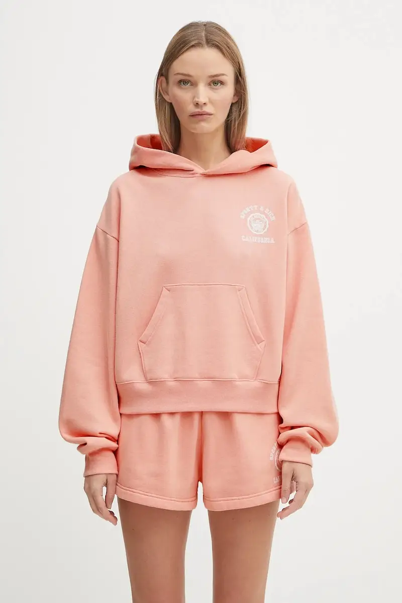 felpa California Emblem Soft Cropped donna colore rosa con cappuccio ST085625508P141