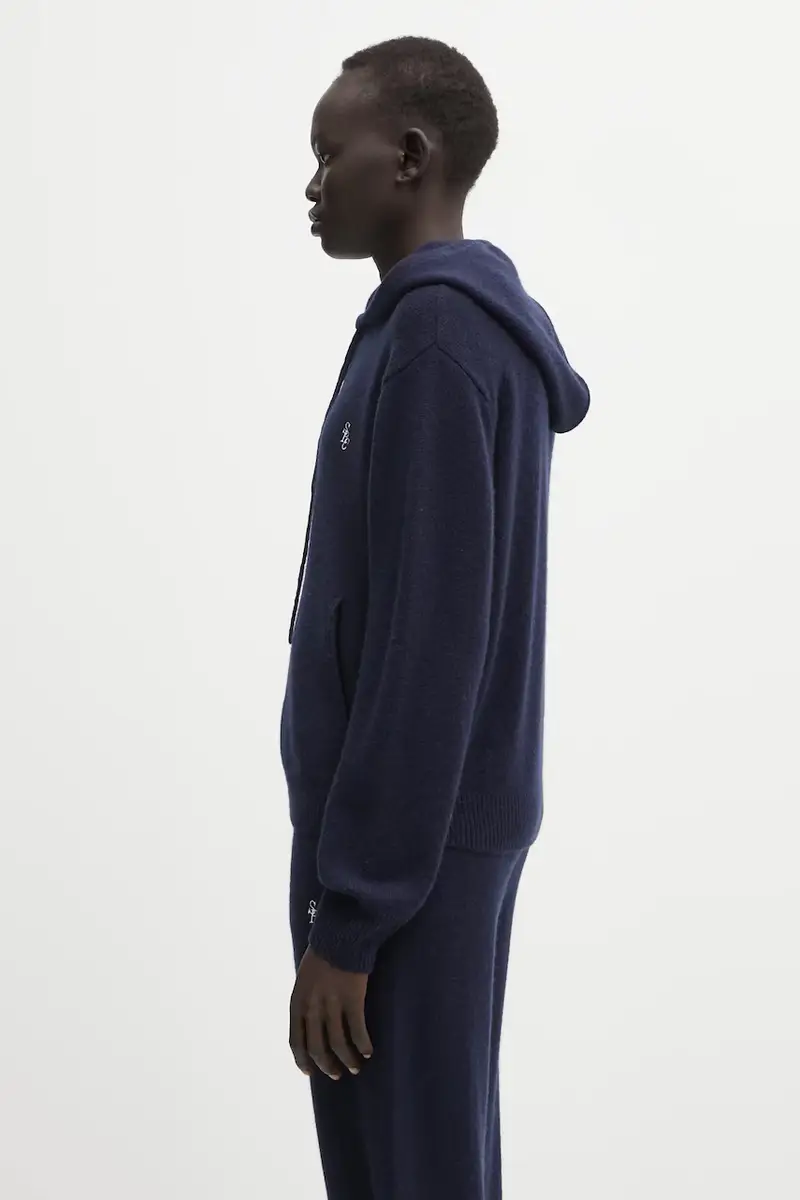 felpa di lana SRC Cashmere donna colore blu navy con cappuccio CA00264302BL106 miniatura 2