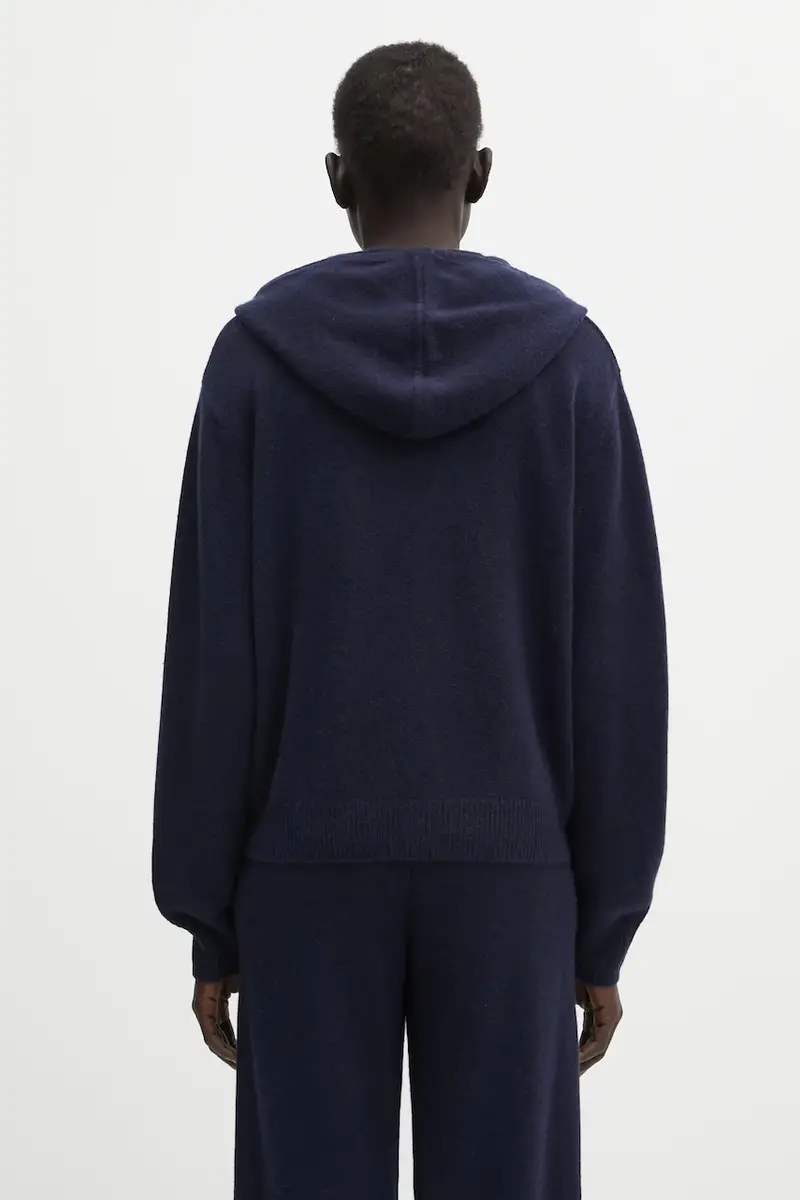 felpa di lana SRC Cashmere donna colore blu navy con cappuccio CA00264302BL106 miniatura 3