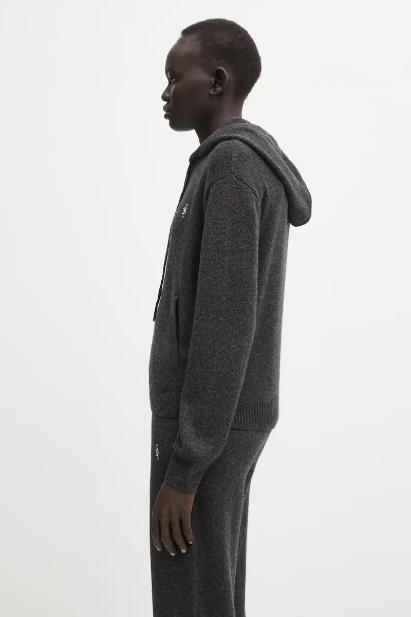 felpa di lana SRC Cashmere donna colore grigio con cappuccio CA00264302GY11 miniatura 2