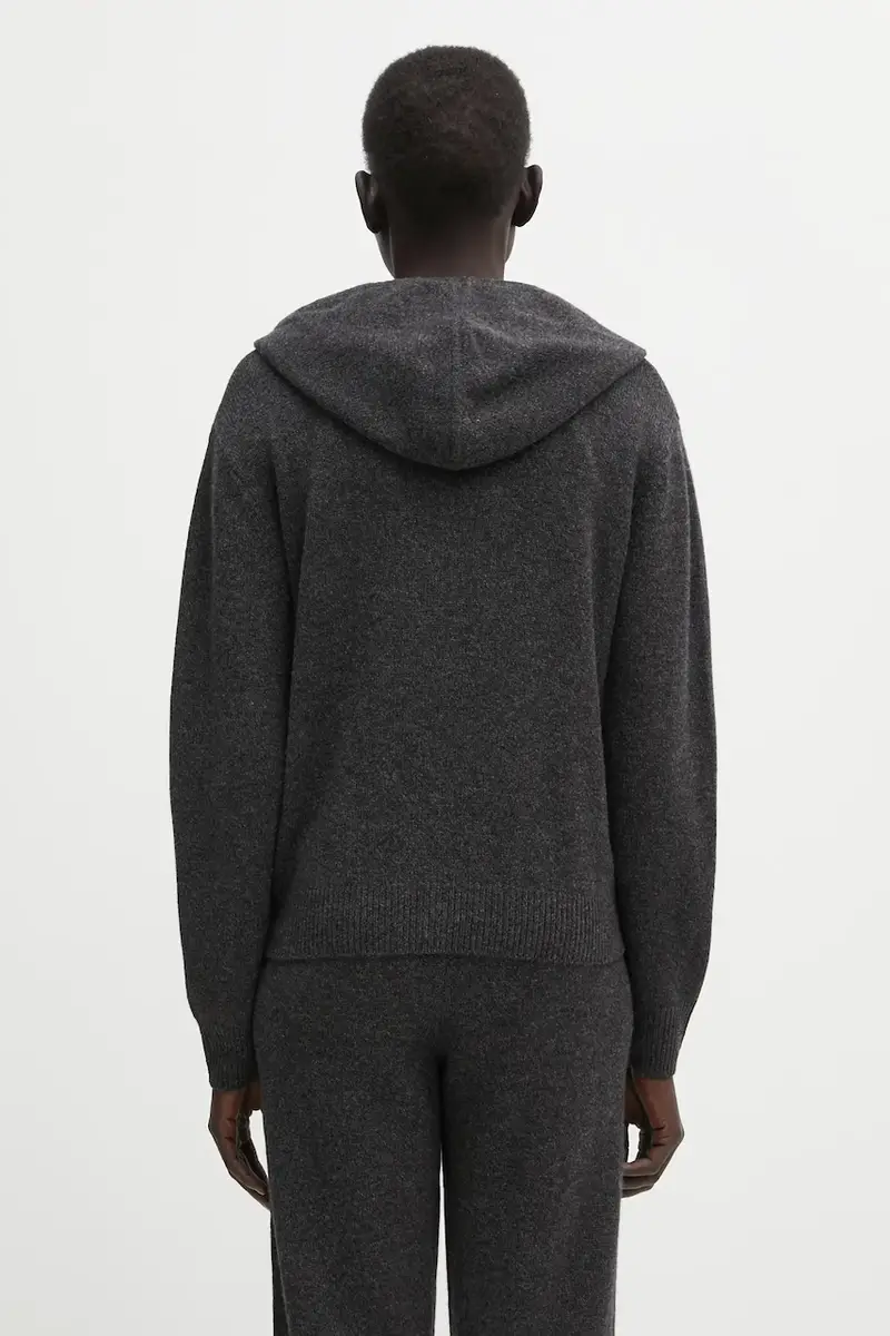 felpa di lana SRC Cashmere donna colore grigio con cappuccio CA00264302GY11 miniatura 3