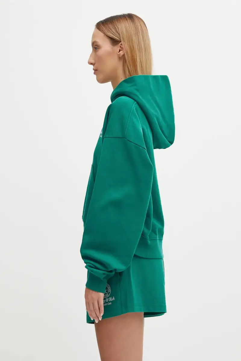 felpa in cotone Crown Tennis Embroidered Cropped donna colore verde con cappuccio con applicazione ST074621426GR03 miniatura 2