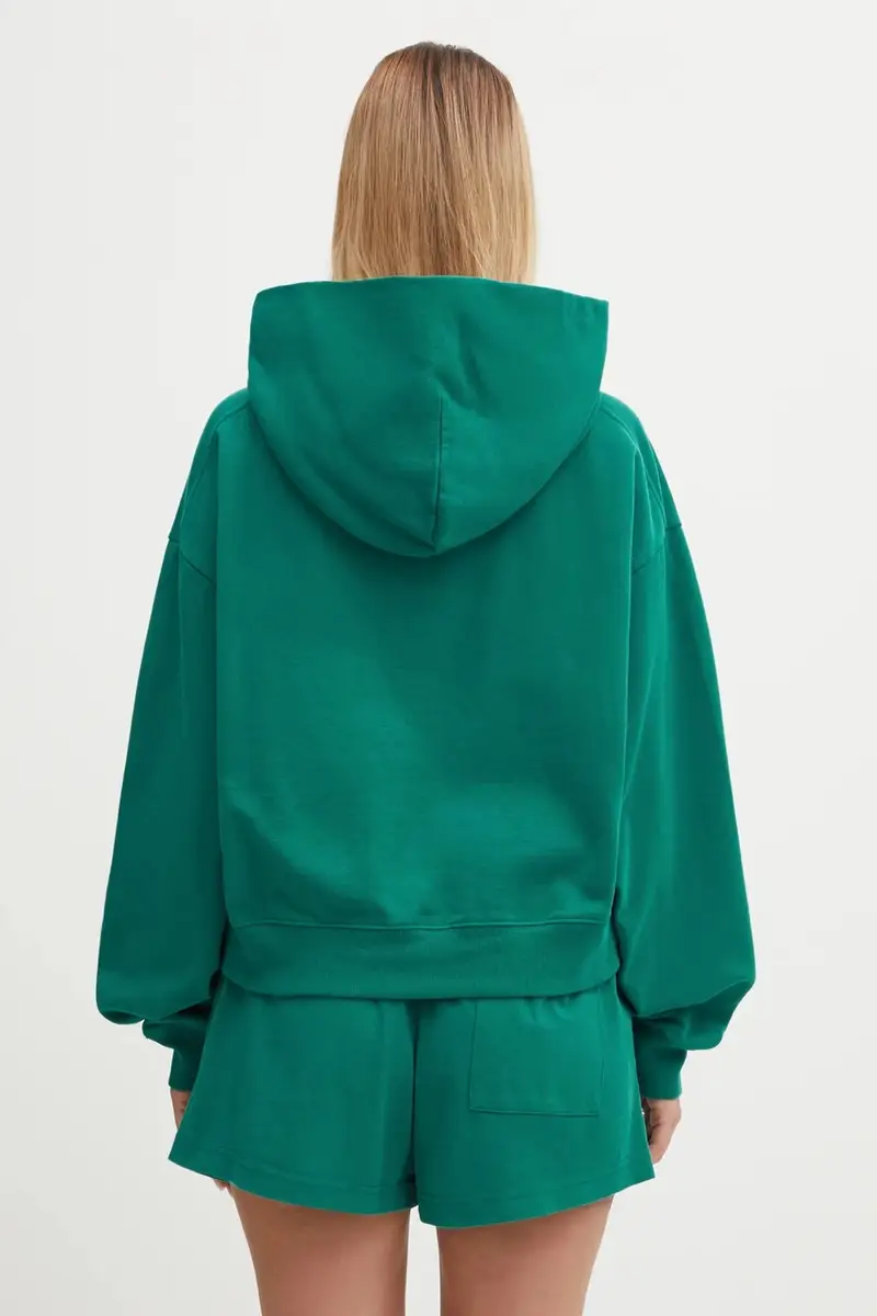 felpa in cotone Crown Tennis Embroidered Cropped donna colore verde con cappuccio con applicazione ST074621426GR03 miniatura 3
