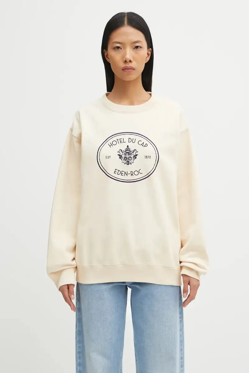 felpa in cotone Eden Crest Embroidered colore beige con applicazione ST07160621CR01