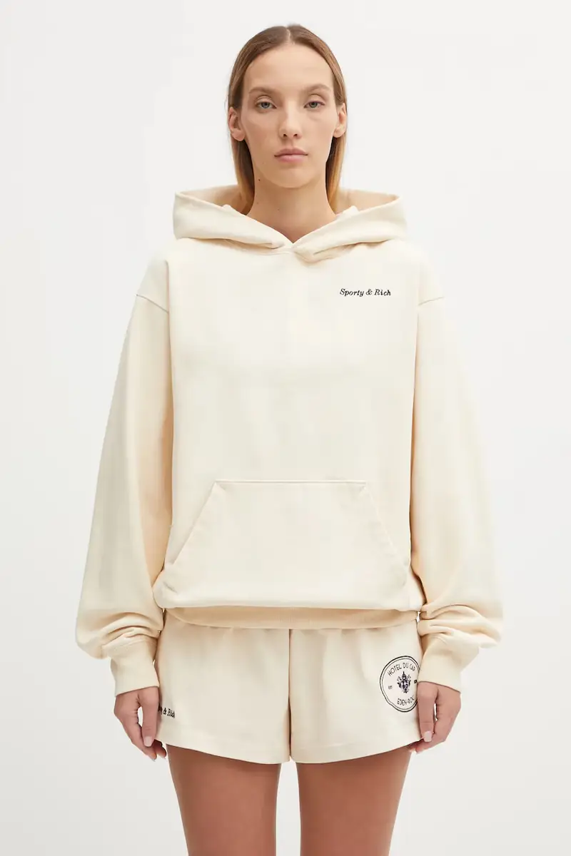 felpa in cotone Eden Crest Embroidered colore beige con cappuccio ST07060666CR01 miniatura 2