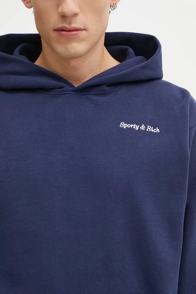 felpa in cotone Eden Crest Embroidered colore blu navy con cappuccio con applicazione ST06760666BL106 miniatura 4