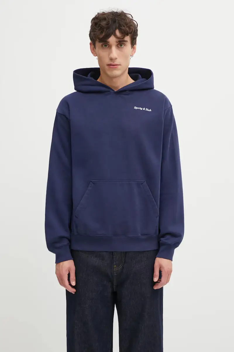 felpa in cotone Eden Crest Embroidered colore blu navy con cappuccio con applicazione ST06760666BL106