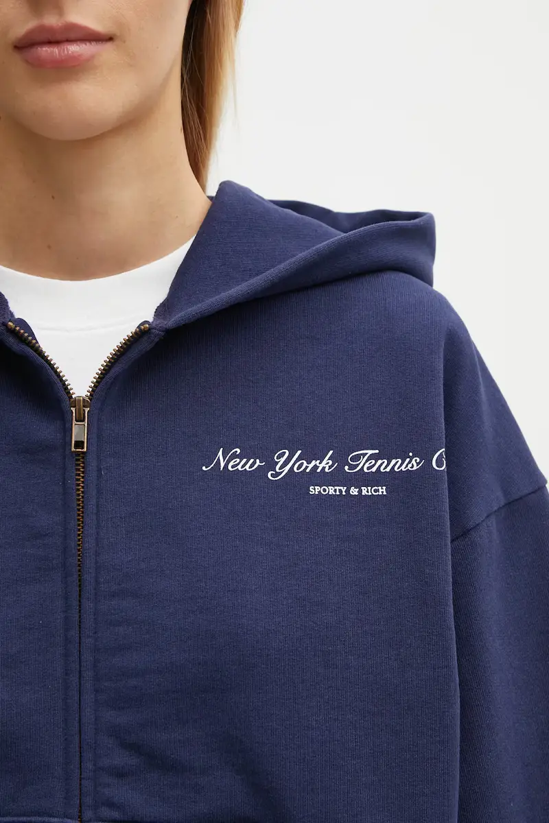 felpa in cotone Ny Tennis Club Cropped Zip donna colore blu navy con cappuccio ST068621402BL106 miniatura 4