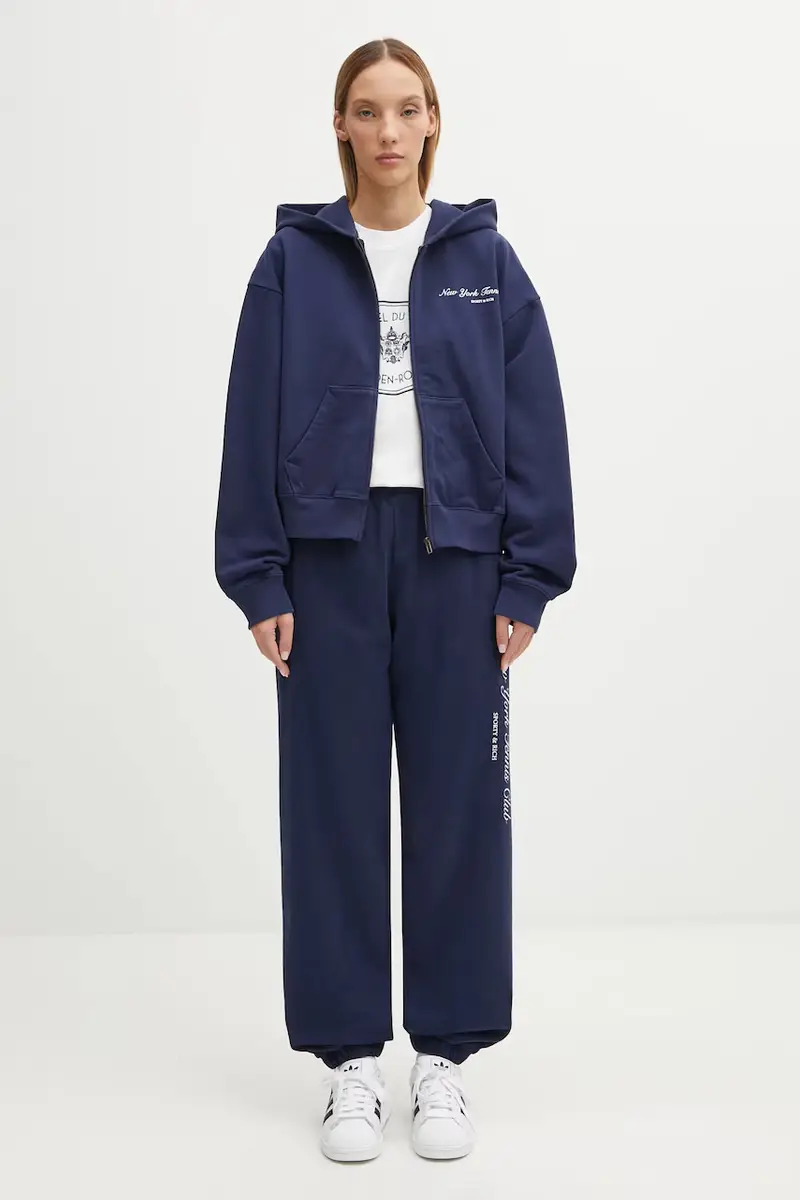 felpa in cotone Ny Tennis Club Cropped Zip donna colore blu navy con cappuccio ST068621402BL106 miniatura 5