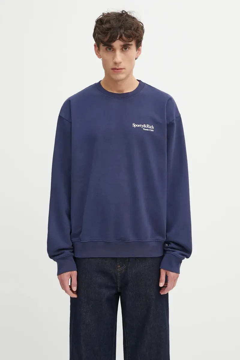 felpa in cotone Play Tennis colore blu navy ST071621425BL106 miniatura 3