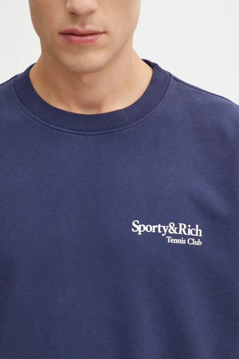 felpa in cotone Play Tennis colore blu navy ST071621425BL106 miniatura 4