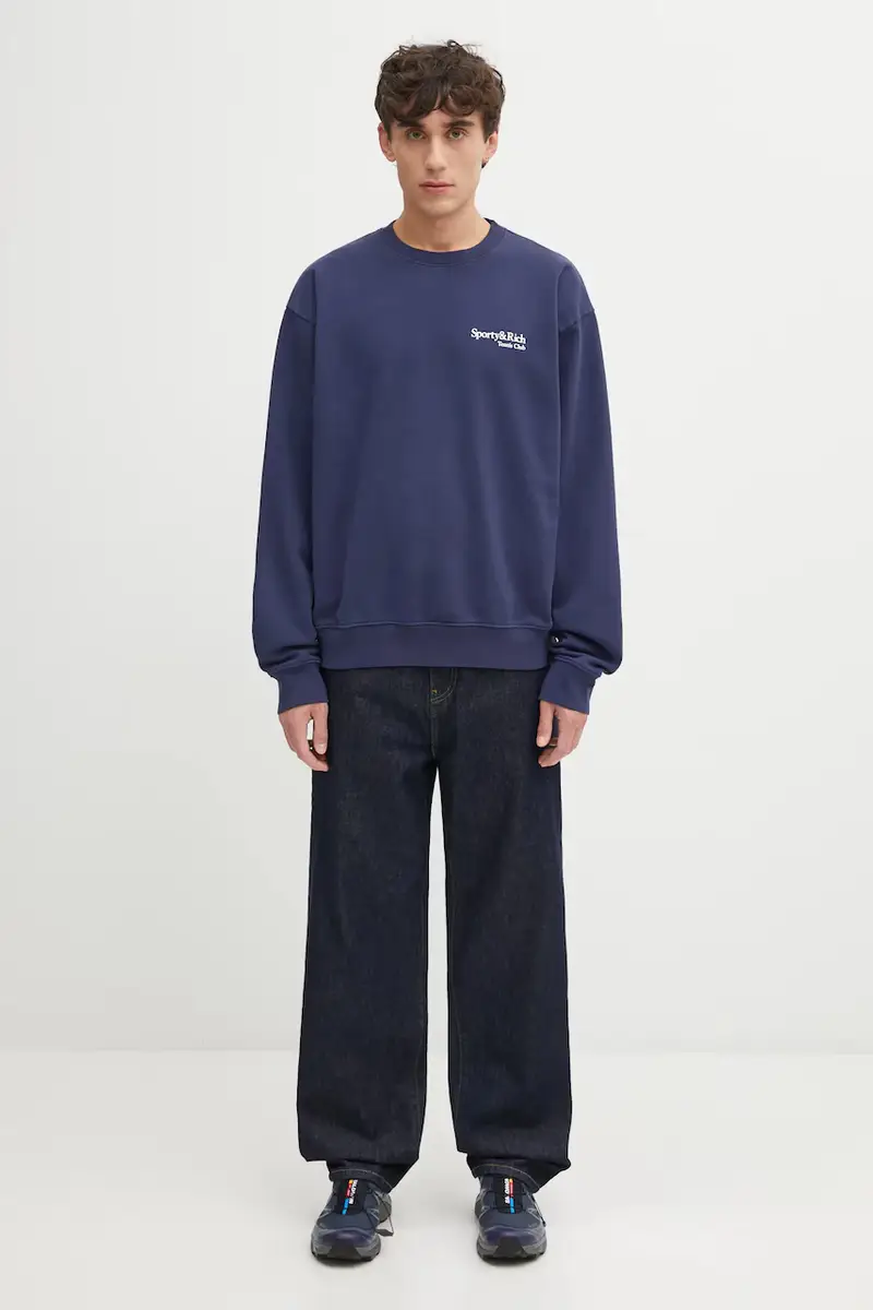 felpa in cotone Play Tennis colore blu navy ST071621425BL106 miniatura 5