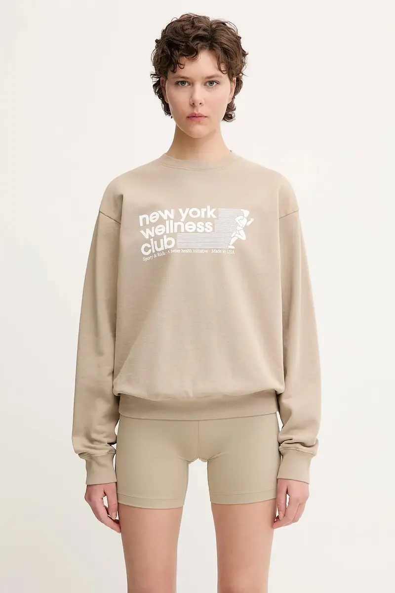 felpa in cotone Usa Wellness Club donna colore beige ST071622128GY15